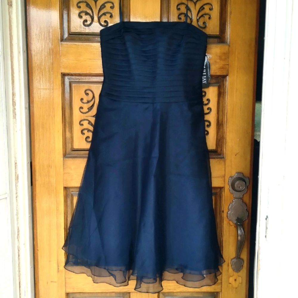 Strapless Navy Blue Cocktail Dress